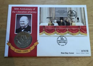 50th Anniversary Liberation Of Jersey Two Pound Coin First Day Cover