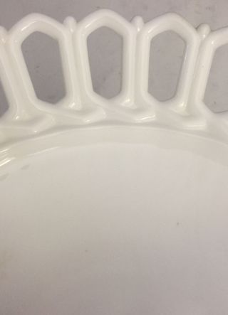 Vintage Milk Glass Reticulated Pedestal Fruit Bowl.  Large 11 1/4”x 6.  5” Opaque 2