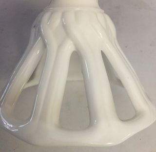 Vintage Milk Glass Reticulated Pedestal Fruit Bowl.  Large 11 1/4”x 6.  5” Opaque 3