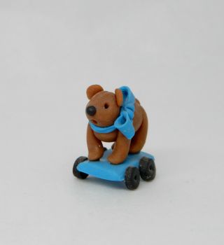 Vintage Karen Gibbs Teddy Bear Nursery Push Toy Artisan Dollhouse Miniature 1:12