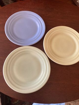 Hazel Atlas Little Hostess Child’s Tea Set Plates,  1 - Yellow & 1 - Green 1 - Blue X3