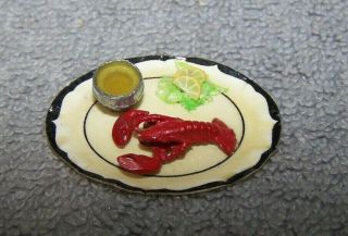 1:12 Dollhouse Miniature Millie Of Pa Lobster Dinner Artisan Made Realistic