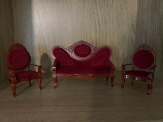Dolls House Furniture Vintage Sofa And Chairs 12th Scale