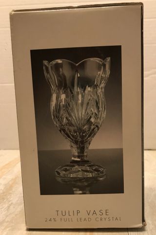Royal Limited Tulip Vase 8” Solid Lead Crystal 24 Czech Glass Heavy