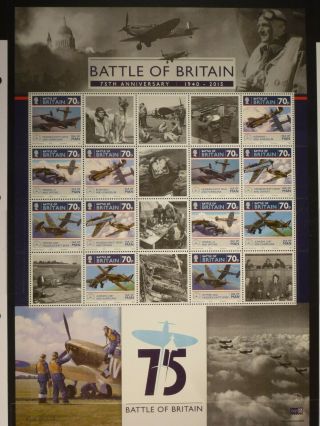 Isle Of Man - 2015 Battle Of Britain 75th Anniversary Commemorative Sheet Mnh