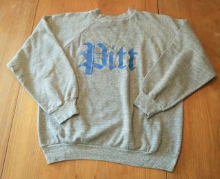 Vintage 70s 80s Pitt Pittsburgh University Tri Blend Crew Neck Sweatshirt
