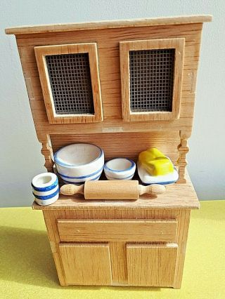 Vintage Style Dolls House Kitchen Dresser Porcelain Baking Items & Butter Dish