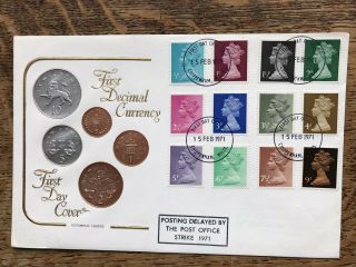 Gb Fdc 1971 Definitives,  Postal Strike,  Cotswold Cover
