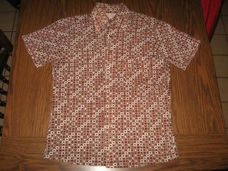 Vtg 60s 70s Kings Road Sears Polyester Disco Shirt Mod Big Collar Mens Medium