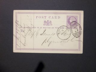 Berkshire Stationery 1875 Qv 1/2d Lilac Postcard 3 Abingdon Duplex To Plymouth