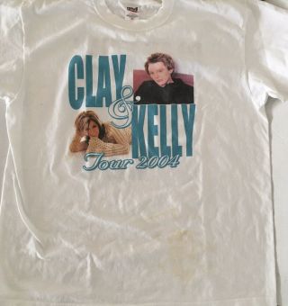 Kelly Clarkson & Clay Aiken 2004 Tour Xl White T - Shirt