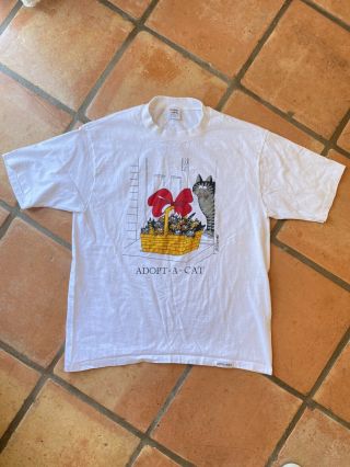 Vintage Crazy Shirts Hawaii 80s Adopt A Cat B Kliban Kitten Basket T Shirt Small