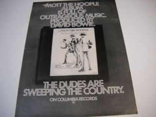 Mott The Hoople Dudes Are Sweeping The Country 1972 Promo Poster Ad David Bowie