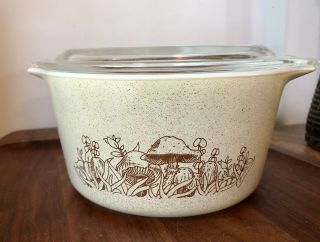 Vintage Pyrex Casserole Dish With Lid Forest Fancies Pattern