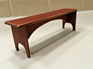 Dollhouse Miniature Handmade By Bbe Distressed Red Painted Low Bench 1:12