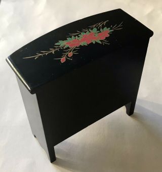 Dolls house Miniatures 1/12th Scale Black Lacquer Effect Chest Of Drawers 3