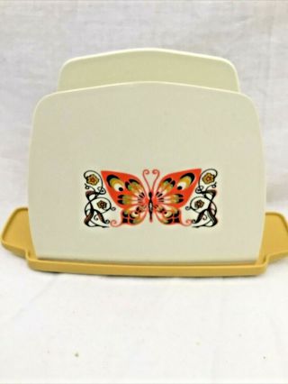 Butterfly Corningware Vintage 70s / 80s Plastic Napkin Holder Harvest Gold