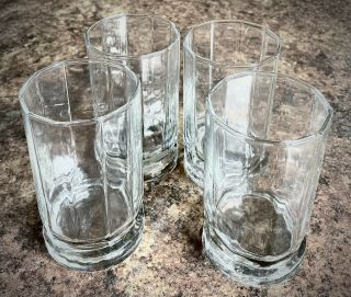 Set Of 4 - Anchor Hocking/essex Clear,  4 1/8 " Tall,  Juice Glasses - Clear,  Paneled