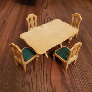 Calico Critters Sylvanian Families Dining Room Table And Four Chairs Green Seats