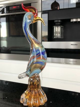 Murano Art Glass Rooster Cockerel With Gold Dusts Heavy