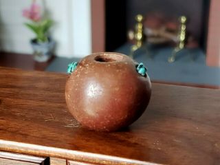Dollhouse Miniature Native American Pottery Vase W Turquoise 1:12