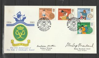 Gb Official Fdc 1981 Duke Of Edinburgh,  Signed By The Stamp Designer & The Cover
