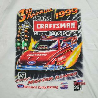Vintage 1999 Nhra Winston Drag Racing Nationals 2xl Tee Shirt Indianapolis Sears
