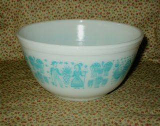 Vintage Turquoise Pyrex Amish Butterprint 402 Shiny Mixing Bowl 1 1/2 Qt Nest