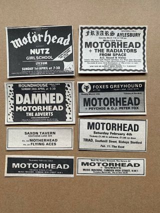 Motorhead Small Gig Cuttings Memorabilia 8 X Small Early Music Press Ad