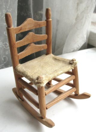 Vintage Miniature Handmade Wood Dollhouse Rocking Chair Lafayette Louisiana 1992