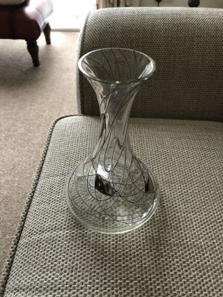 Vintage Hand Made Star Glass Vase Black And Gold Pattern