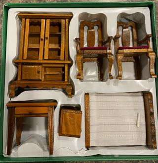 Vintage 6 Piece Wooden Dollhouse Furniture Set