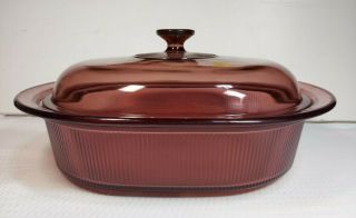 Corning Ware Vision Cranberry 4 Quart Casserole Dish V - 34 - B With Glass Lid