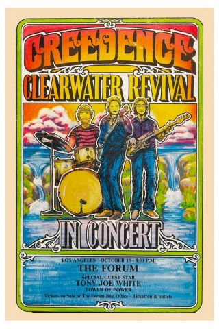 John Fogerty & Creedence Clearwater Revival L.  A.  Concert Poster 1970 12x18