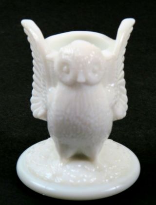 Vintage White Milk Glass Open Winged Owl Toothpick Holder
