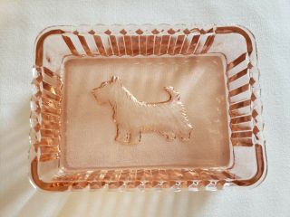 Vintage,  Pink Depression Glass Scottie Dog Nut/trinket Dish