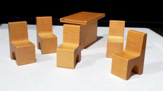 Creative Playthings Finland Wood Doll House Furniture Square Table And 5 Chairs