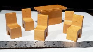 Creative Playthings Finland Wood Doll House Furniture Square Table and 5 Chairs 3