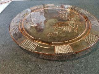 Vintage Pink Depression Glass Cake Plate Rose Pattern 2
