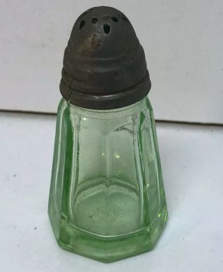Vintage Green Depression Glass Salt Or Pepper Shaker By Hazel Atlas