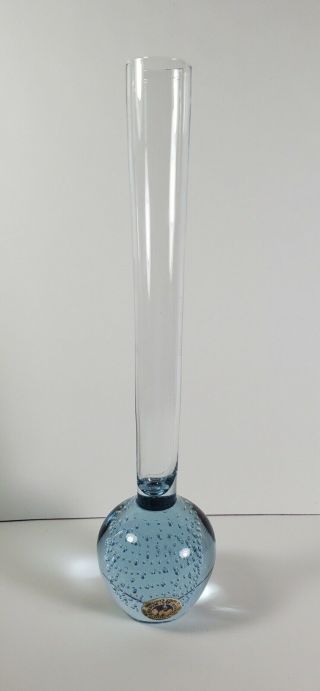 Vintage Glass Vase Holmegaard Denmark Pale Cornflower Blue Controlled Bubbles