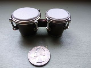 Dollhouse Miniature 1:6 Scale Bongo Drums Metal And Wood