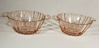 Vintage Set Of 2 Pink Depression Glass Bowls Double Handles 5.  25 " Candy Dish