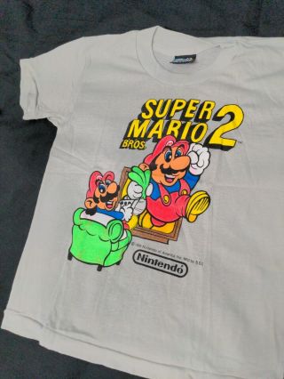 Rare Vtg Mario Brothers 2 T - Shirt 1989 Nintendo Youth 6/8 Ssi