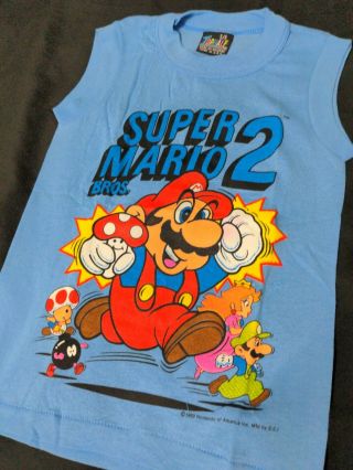 Rare Vtg Mario Brothers 2 T - Shirt 1989 Nintendo Youth 5/6 Ssi