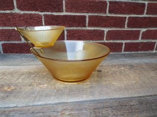 Chip And Dip 3 Piece Set Vintage Mid Century Amber / Gold Color