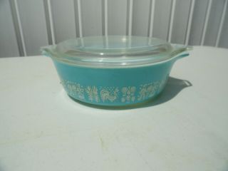 Pyrex Amish Butterprint Casserole Dish 471 - 1 Pint - Turquoise With Lid