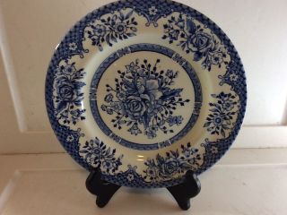 Blue Salad Plate By Wood & Sons,  Made In England,  8 Inch Plate