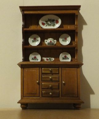 1/12 Scale Dolls House Welsh Dresser With Dishes