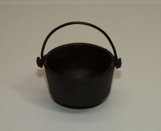 Vintage Miniature Black Cast Iron Pot Cauldron Kettle Dollhouse